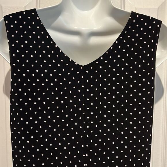 Spanner Black with White Polka Dots Sleeveless V Neck Maxi‎ Dress Size S - Picture 9 of 12